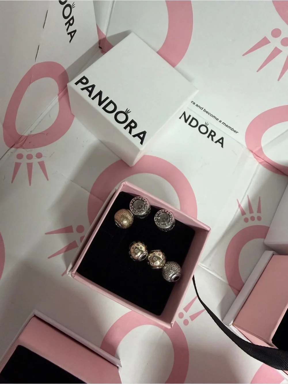 Pandora Essence bracelet with 14k silver and solid gold charms